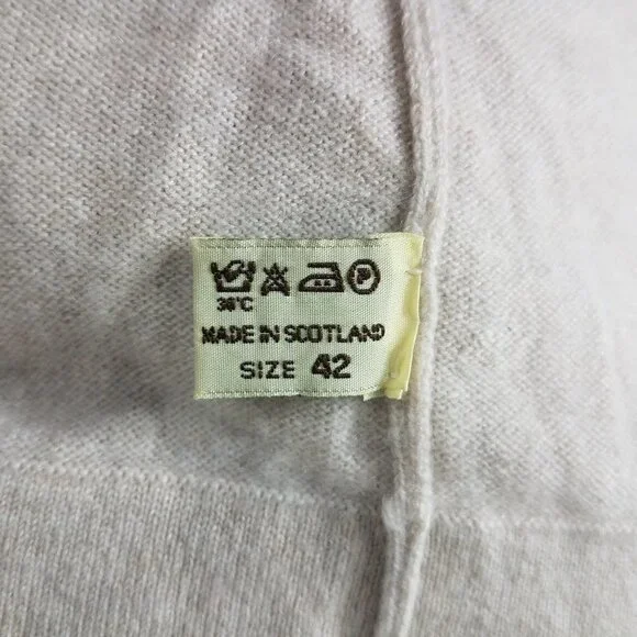 Isle of Skye beige 100% Cashmere crew neck pullover tunic sweater women Large 42 - Picture 7 of 7